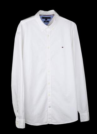 Рубашка белая tommy hilfiger original стрейч  slim_fit, thflex, size-xxl, новая, стоковая ±40y€в
