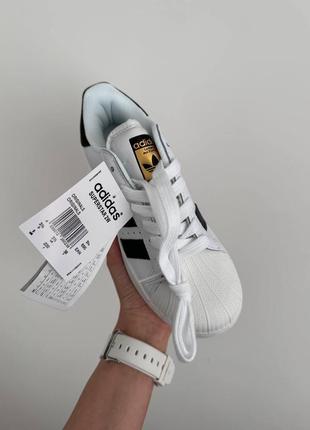 Женские кроссовки в стиле adidas superstar 2w white / black premium.2 фото