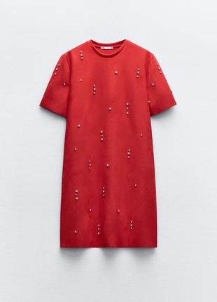 Червона коротка сукня жіноча zara new4 фото