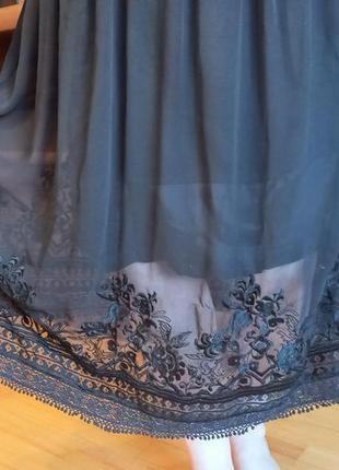 Шифоновая юбка с кружевом и вышивкой2 фото