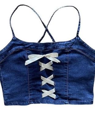 Джинсовый топ с бантиком