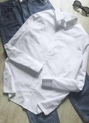 Базовая белая рубашка, сорочка, блузка, блуза, рубашка свободного кроя, рубашка поямого кроя2 фото
