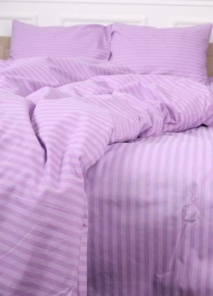 Семейные комплекты постельного белья страйп сатин lilac2 фото