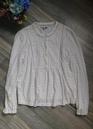 Красивая белая блуза прошва хлопок р.46/48 блузка кофта