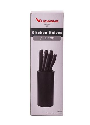 Набор кухонных ножей с подставкой 6 предметов черный4 фото