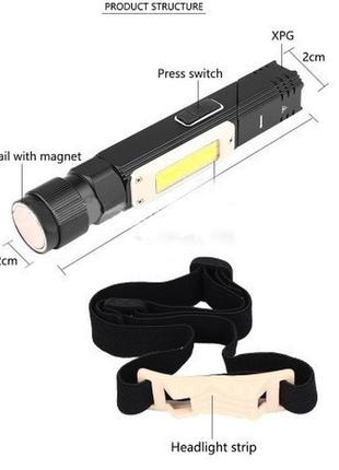 Универсальный фонарь с магнитом y112 (3 в 1). ручной, налобный и стационарный9 фото