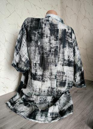 Сукня-туніка,плаття з ramie оверсайз чорно-біле 50 р4 фото
