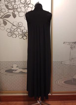 Трикотажное длинное платье майка бохо с карманами большого размера8 фото