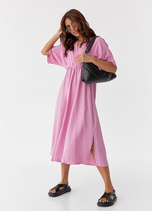 Женское платье миди с верхом на запах perry - розовый цвет, s (есть размеры)6 фото