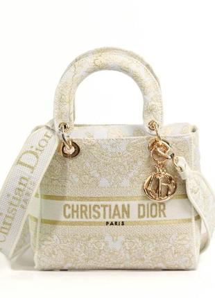 Сумка christian dior medium lady d-lite white gold1 фото