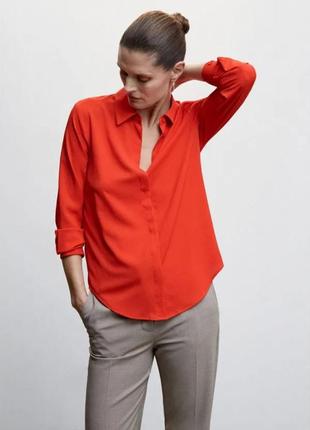 Стильная красная блузка рубашка 46 размер2 фото