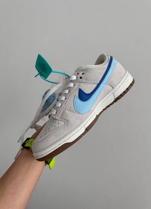 Женские кроссовки в стиле nike sb dunk «85 double swoosh light grey/blue premium.6 фото