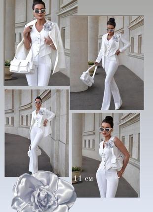 Брошь цветок серая, 11 см