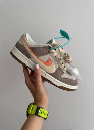 Жіночі кросівки в стилі nike sb dunk  ‘85 double swoosh brown / orange premium.