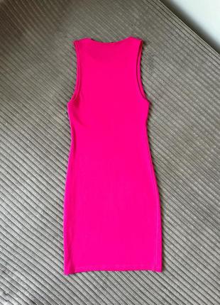 Розовое хлопковое короткое платье мини фуксия zara8 фото
