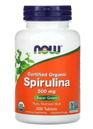 Now foods сертифікована органічна спіруліна 500 мг 200 таблеток1 фото