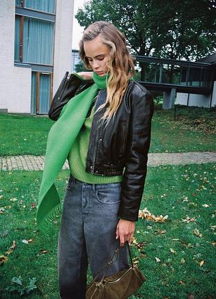 Куртка бомбер zara з натуральної шкіри