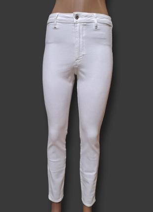Белые брюки джинсы скинни на высокой посадке2 фото