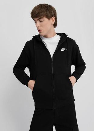 Бомбер чоловічий nike m nsw club hoodie fz bb (bv2645-010)