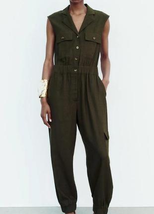 Комбинезон льняной от zara, ромпер лен зара