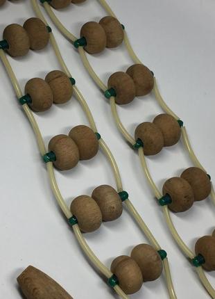 Массажер двухрядный деревянный ленточно-роликовый для спины ног тела 131 см. н80043 фото