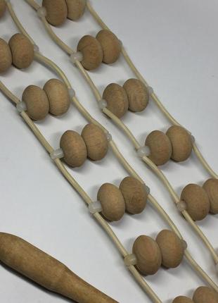 Массажер двухрядный деревянный ленточно-роликовый для спины ног тела 129 см. н80033 фото