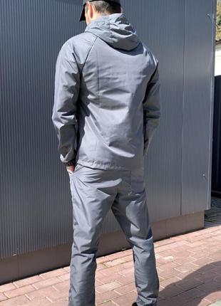 Спортивный костюм мужской серый черный графит легкий водоотталкивающий плащевка легкий с карманом капюшон кенгуру акция3 фото