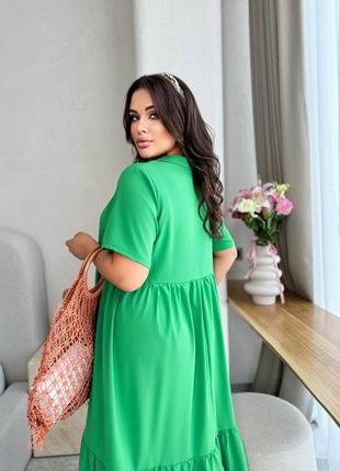 Зеленое женское платье миди с пуговицами женское длинное платье сорочка повседневное прогулочное платье3 фото