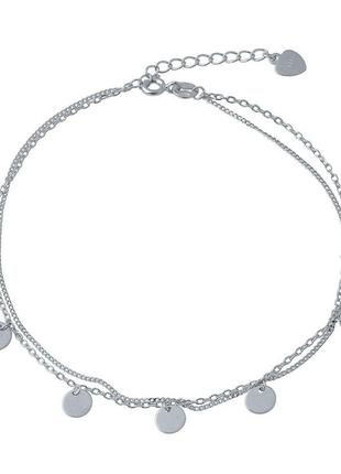 Серебряный браслет на ногу silverthin с без камней, вес изделия 3,11 гр (2005698) 2326 размер