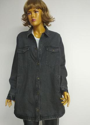 Maxi blue базовая повседневная удлиненная джинсовая оверсайз куртка рубашка ветровка серого графитового цвета большого размера 50/18 xl xxl 3xl
