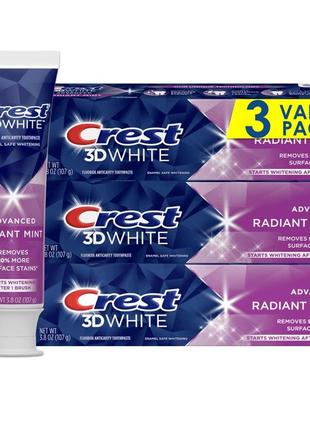 Отбеливающая зубная паста crest 3d white fluoride anticavity toothpaste, radiant mint