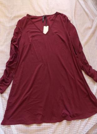 Стильное платье свободного кроя винного цвета capsule6 фото