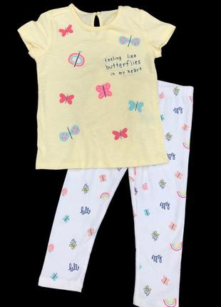 Костюм 2в1: футболка, лосини "метелики", бавовна тм "ovs" (92 см) (футболка або майка чи теніска із шортами,