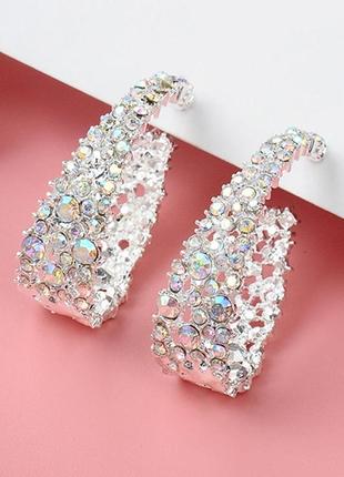 Сріблясті сережки з камінцями