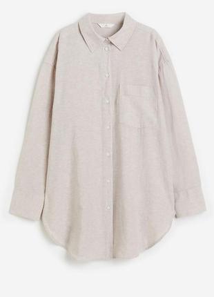 Удлиненная рубашка из тканей из смеси хлопка и льна с воротником и пуговицами