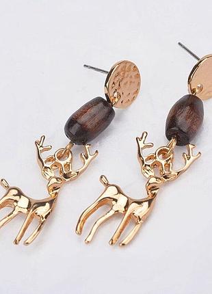 Новорічно різдвяні сережки оленя