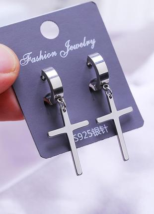 Сережки з нержавіючої сталі з крестами