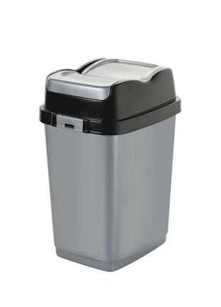 Смітник 18л в асортименті з подвійною кришкою боковий замочок 9713 пластик тм dunya
