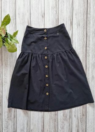 Юбка черная shein меди пышная из 100% хлопка плотный коттон
