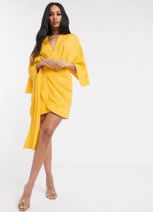 Льняне плаття кімоно на запах asos