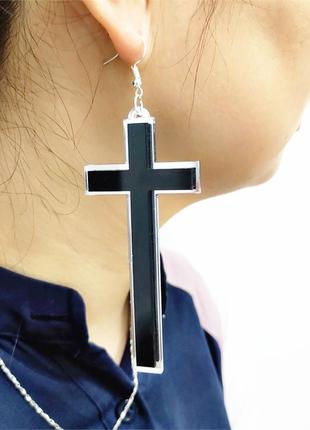 Акрілові сережки у вигляді великих чорних хрестів