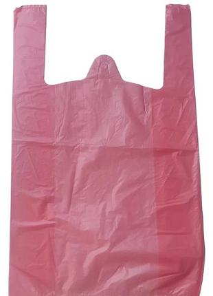 Пакет майка с ручками без принта розовый 30 * 45 см 50 шт