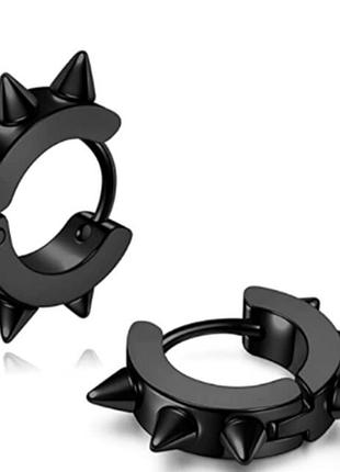 1 шт. сережка з нержавіючої сталі з шипами чорного кольору