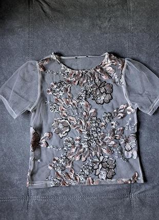 Блуза сетка с вышивкой