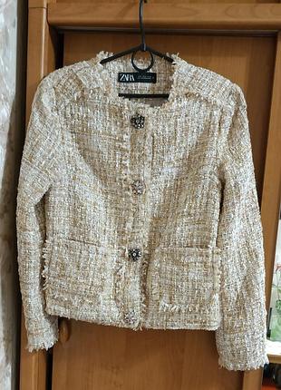 Шикарный твидовый пиджак zara
