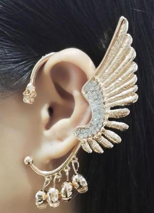 Золотистий каф з крилом без проколу