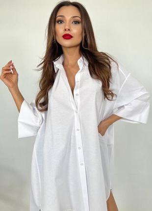 Платье-рубашка over-shirt удлиненное с рукавом укороченным туречня