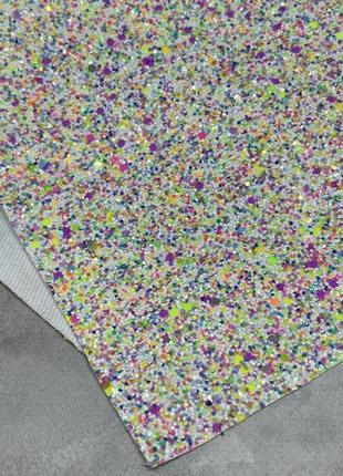 Экокожа (глитер), размер 20*30 см. цвет-микс блестки, арт 07951, 1 лист, ассорти