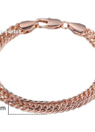 Брендовий позолочений браслет (медичне золото) довжина 17 см, ширина 7 мм