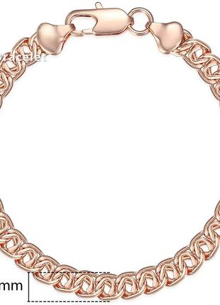 Брендовий позолочений браслет (медичне золото) довжина 17 см, ширина 7 мм